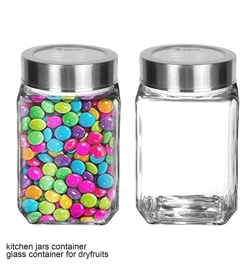 Vency Piramal Glass Cubical Square 300ml Transparent Glass Jars & Containers for Kitchen Pantry, Snacks etc Storage with Lid (300ml, Set Of 6) - Image 3