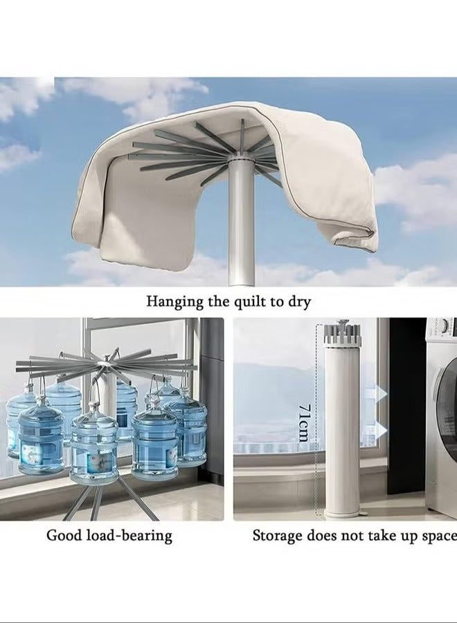 XiuWoo Stowable folding clothes dryer stand,high-quality aluminum alloy clothes drying rack floor pole single layer  - Image 2