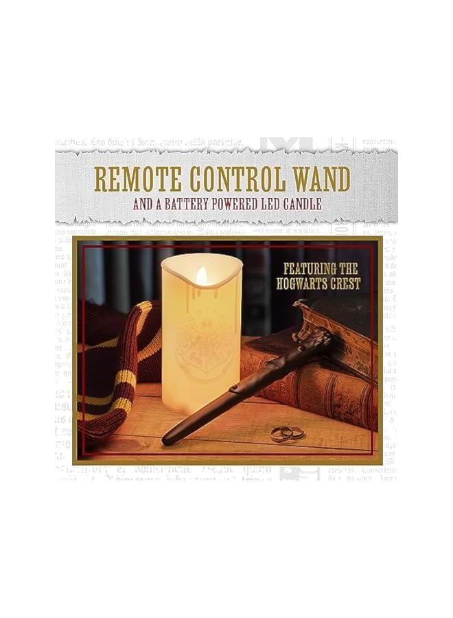 The Bros LED Candle, Harry Potter Hogwarts LED Candle with Wand Remote, Hogwarts Crest Candle Light, Harry Potter Room Decor and Desk Accessories, Great Hall Battery Powered Candle Light Decor for Themed Event - Image 3