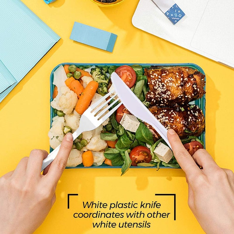 QUIDDITY WARE Plastic White Knives Disposable Individually Wrapped - Medium Weight 500pcs. - Ideal for House Party  Backyard BBQ  Picnic  Home - Image 4