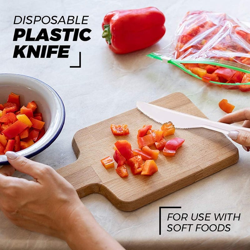 QUIDDITY WARE Plastic White Knives Disposable Individually Wrapped - Medium Weight 500pcs. - Ideal for House Party  Backyard BBQ  Picnic  Home - Image 3