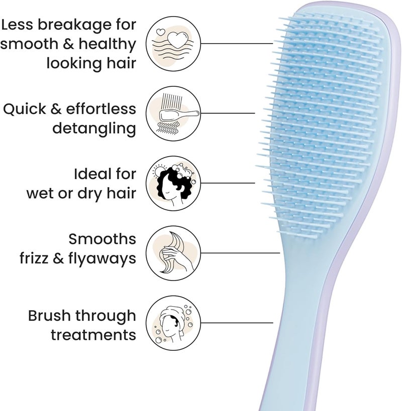 TANGLE TEEZER The Ultimate Detangler Hairbrush | For Wet & Dry Hair | Detangles All Hair Types | Reduces Breakage, Eliminates Knots | Two-Tiered Teeth & Comfortable Handle | Lilac Cloud Blue - Image 4
