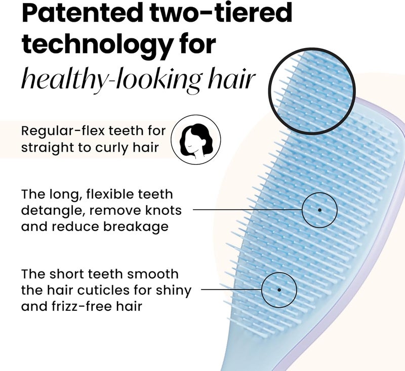 TANGLE TEEZER The Ultimate Detangler Hairbrush | For Wet & Dry Hair | Detangles All Hair Types | Reduces Breakage, Eliminates Knots | Two-Tiered Teeth & Comfortable Handle | Lilac Cloud Blue - Image 2