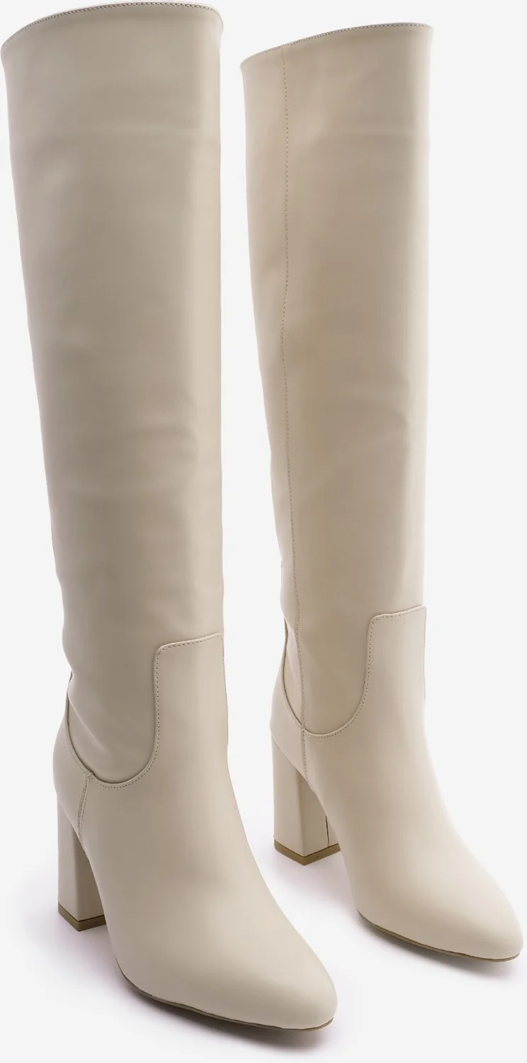 مارجين Women's Chunky Heel Zipperless Heeled Boots Monset