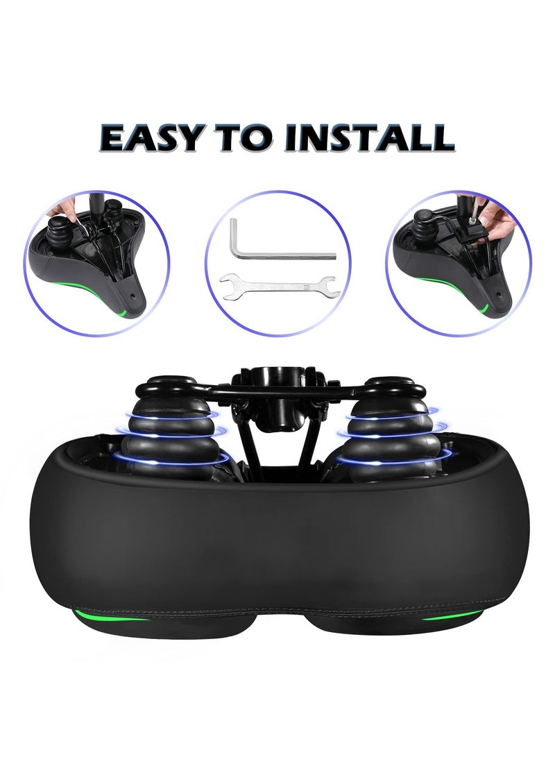 CMGTYYD. مقعد دراجة هوائية، مقعد دراجة مريح كبير الحجم وسميك للغاية مع سرج دراجة عريض من الإسفنج الميموري فوم ميموري فوم مزدوج الصدمات مناسب للدراجات الرياضية أو دراجات الطرق - Image 2