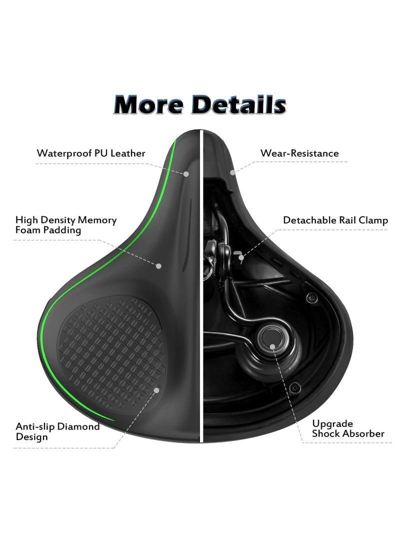 CMGTYYD. مقعد دراجة هوائية، مقعد دراجة مريح كبير الحجم وسميك للغاية مع سرج دراجة عريض من الإسفنج الميموري فوم ميموري فوم مزدوج الصدمات مناسب للدراجات الرياضية أو دراجات الطرق - Image 4