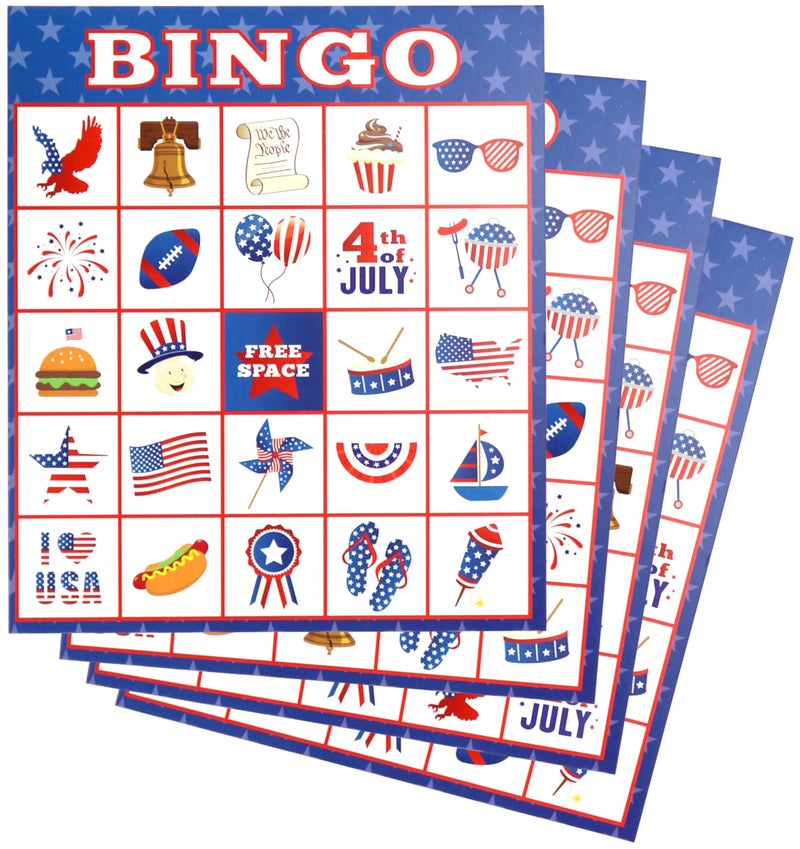 Iconikal 32 Player Bingo Game Set Patriotic American Flag America Map Independence Day 4th of July Games with Extra Pinning Game - Image 3