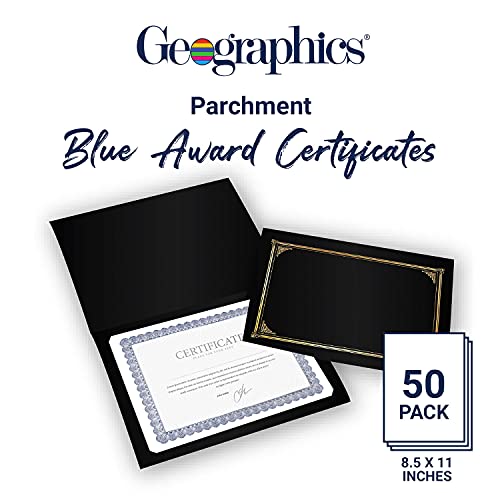 Geographics Conventional Blue Certificate - 24 lb - 11" x 8.50" - Inkjet, Laser Compatible - Blue with White Border50 / Pack - Image 3