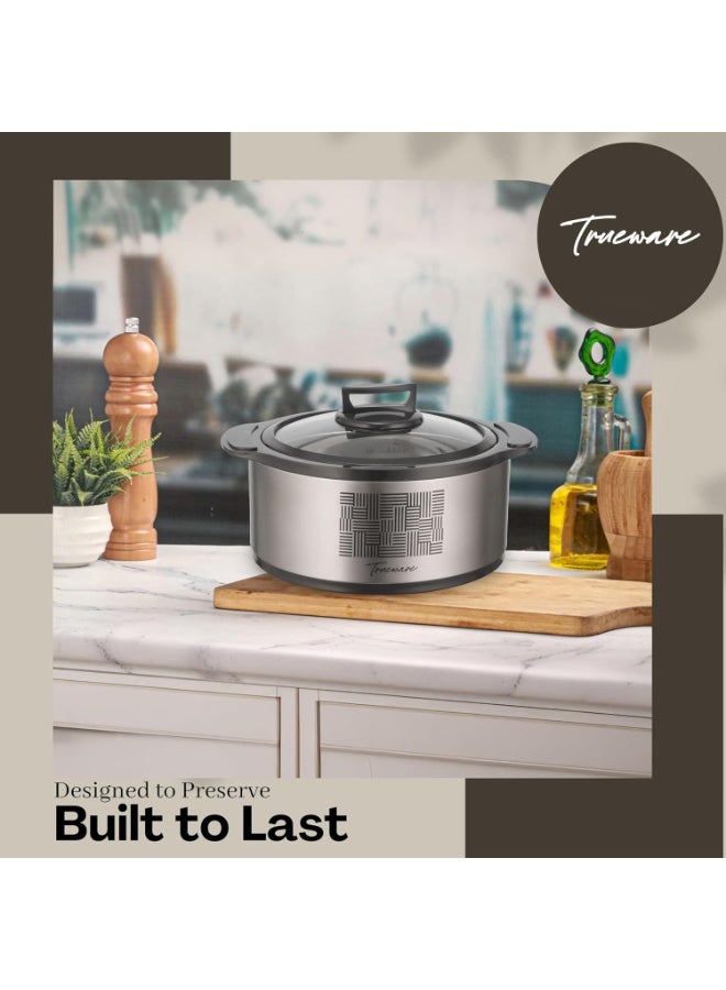 Trueware قدر طهي حراري من الفولاذ المقاوم للصدأ معزول بزجاج ترووير كوزميك، سعة 1500 مل، بغطاء زجاجي | وعاء ساخن | حافظة ساخنة | وعاء ساخن للشاباتي، من الفولاذ المقاوم للصدأ - Image 3