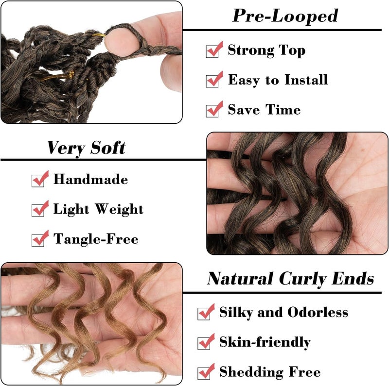 Leeven Gogo Curl Crochet Hair 10 Inch 8 Packs Ombre Honey Blonde Pre Looped Ocean Wave Crochet Hair Short Curly Bohemian Crochet Box Braids Synthetic Water Wave Braiding Hair for Women Girl Kids - Image 3