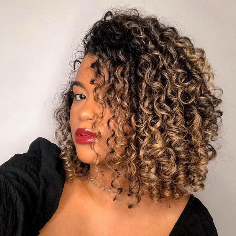 Leeven Gogo Curl Crochet Hair 10 Inch 8 Packs Ombre Honey Blonde Pre Looped Ocean Wave Crochet Hair Short Curly Bohemian Crochet Box Braids Synthetic Water Wave Braiding Hair for Women Girl Kids - Image 1