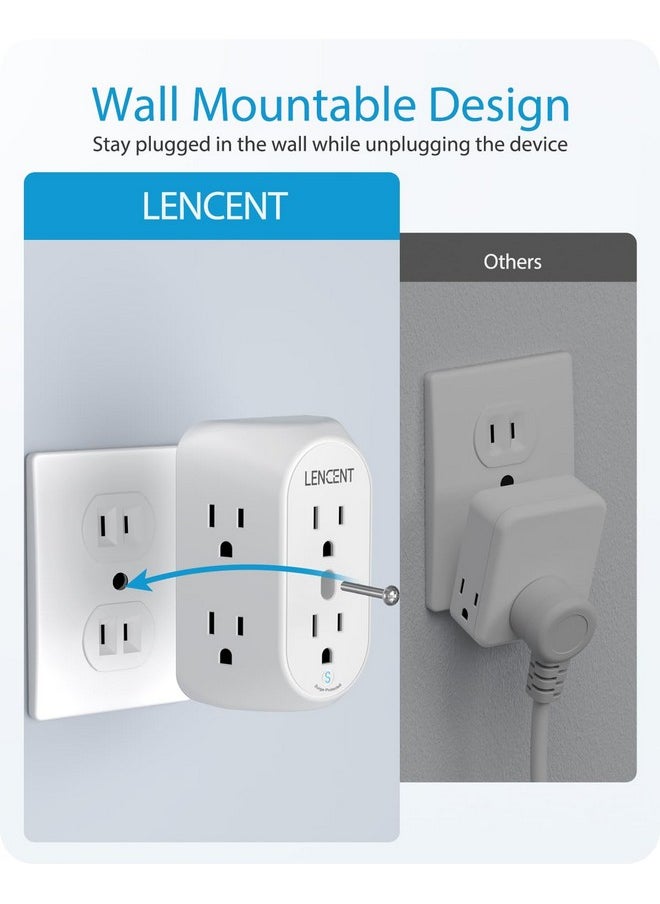Lencent LENCENT 2 Prong Power Strip, 3 to 2 Prong Grounding Outlet Adapter, Polarized Plug, Surge Protector, 3-Sided 6 Outlet Widely Spaced Extender, Mountable Wall tap for Non-Grounded Outlets, 3 Packs  - Image 3