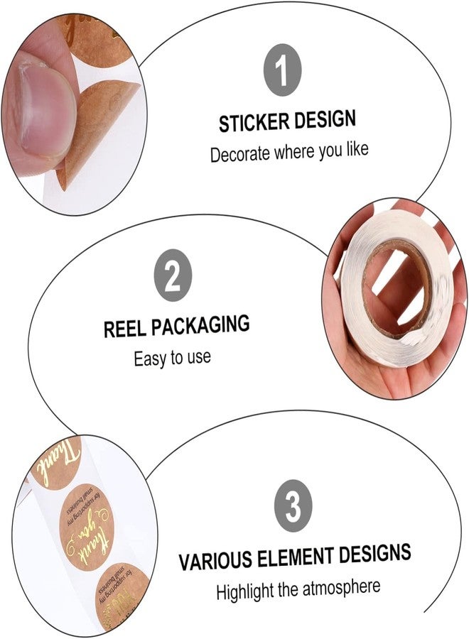 DHAVAL 500 Sticker Premium Gold Thank You Stickers Roll - Waterproof Labels for Weddings, Birthdays, Giveaways, Bridal Showers - Ideal for Small Business - Easy to Apply (Pack of 1) - Image 2