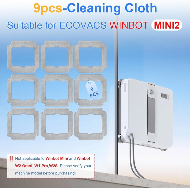 Frexusuent Cleaning Rag for Ecovacs Winbot MINI2 Window Cleaner Robot, Winbot MINI2 Accessories 9 Pcs Cleaning Rag - Image 2