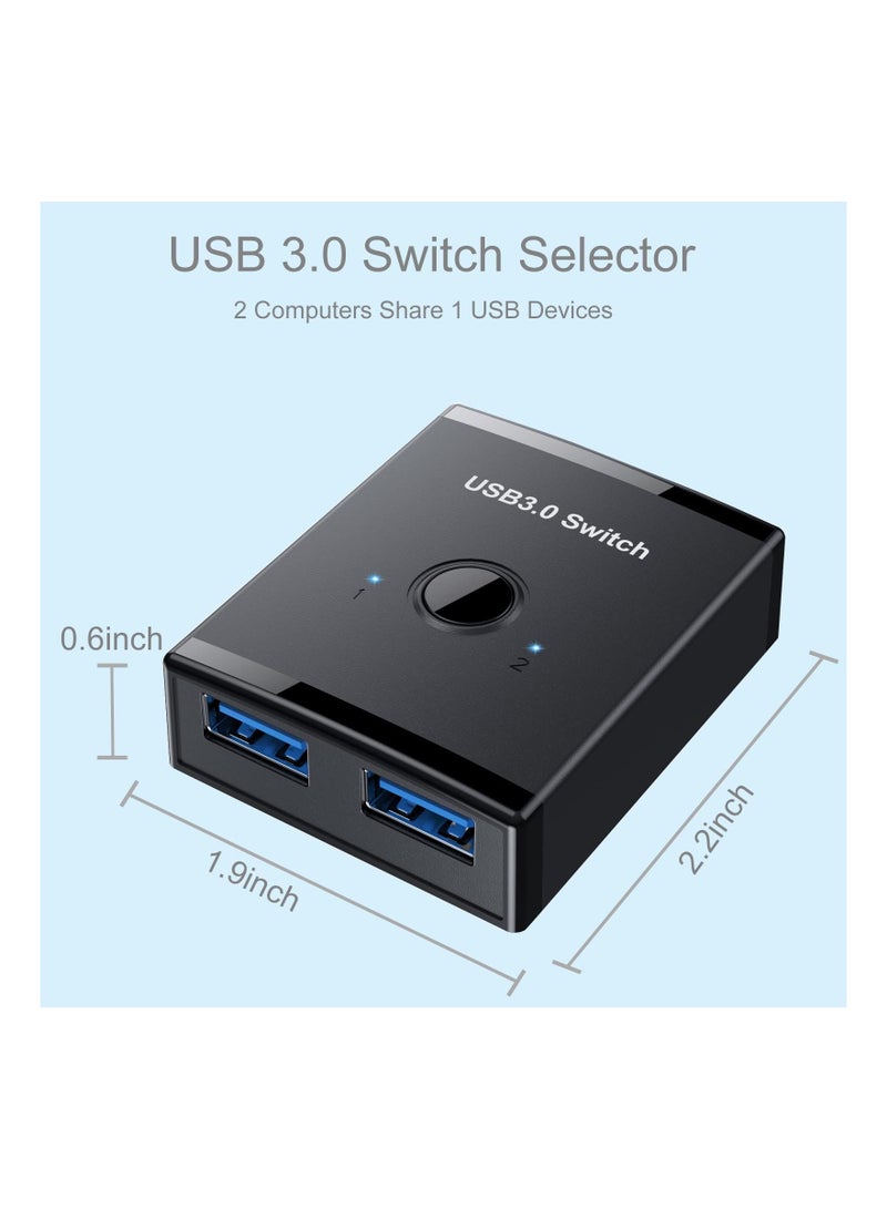 SYOSI USB 3.0 Switch Selector Bi-Directional USB Switch 2 in 1 Out 1 in 2 Out USB Switcher Adapter for Keyboard Mouse Scanner Printer - Image 5