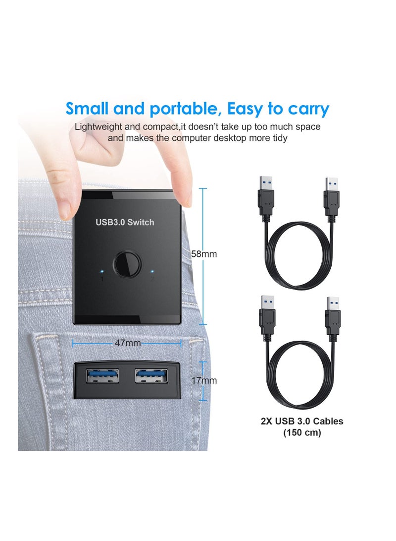 SYOSI USB 3.0 Switch Selector Bi-Directional USB Switch 2 in 1 Out 1 in 2 Out USB Switcher Adapter for Keyboard Mouse Scanner Printer - Image 4