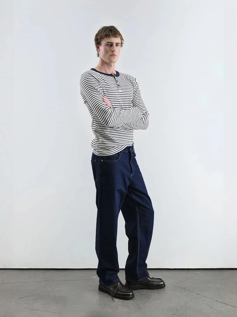 Giesto GIESTO Slim Fit Striped Button Collar T-Shirt