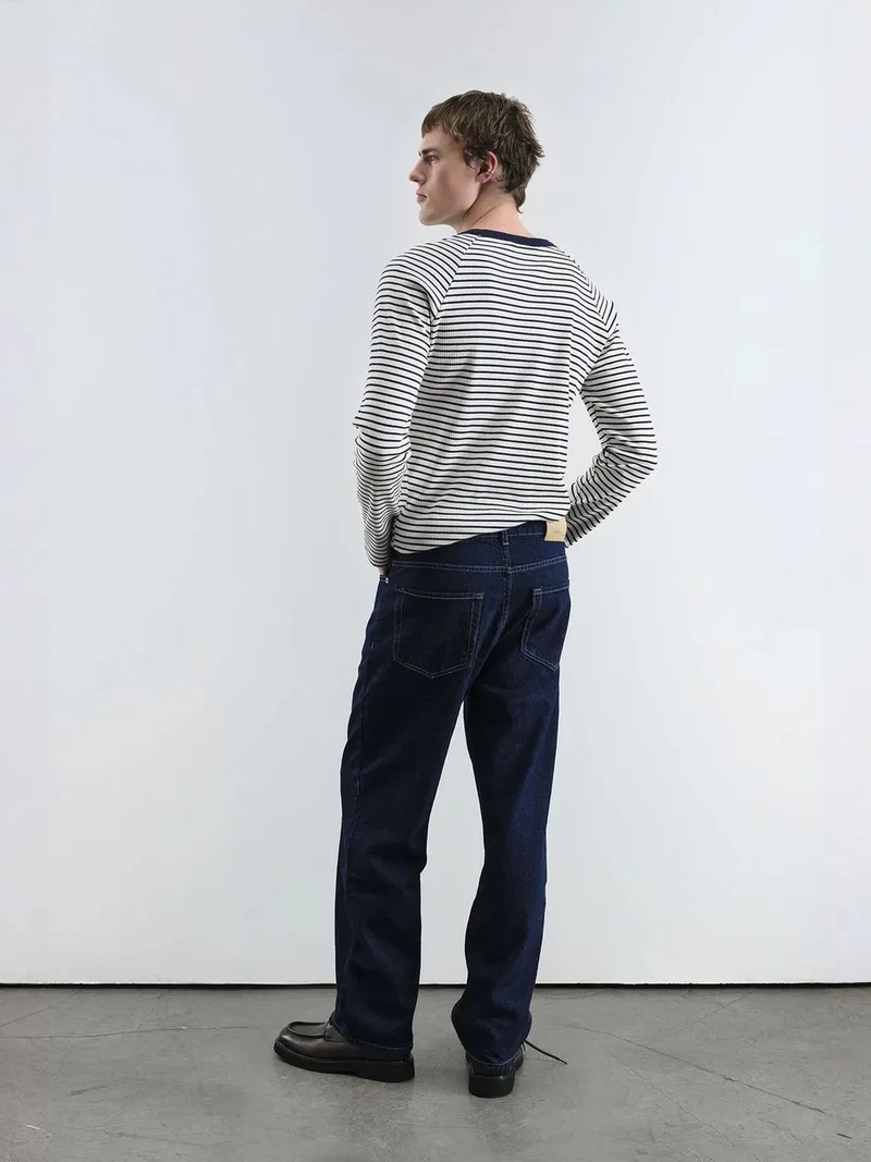 Giesto Navy Blue GIESTO Slim Fit Striped Button Collar T-Shirt for Men | Best Price UAE