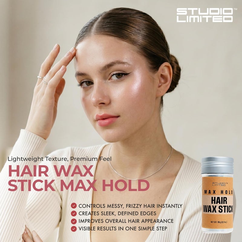 STUDIO LIMITED SmoothLocks Styling Wax Stick - Flyaway Tamer & Frizz Control for Women | Long-Lasting Hold, Ideal for Thinning Hair, Wigs, and Slick Styles | Non-Greasy Formula 2.7oz/76g (3 Pcs) - Image 2