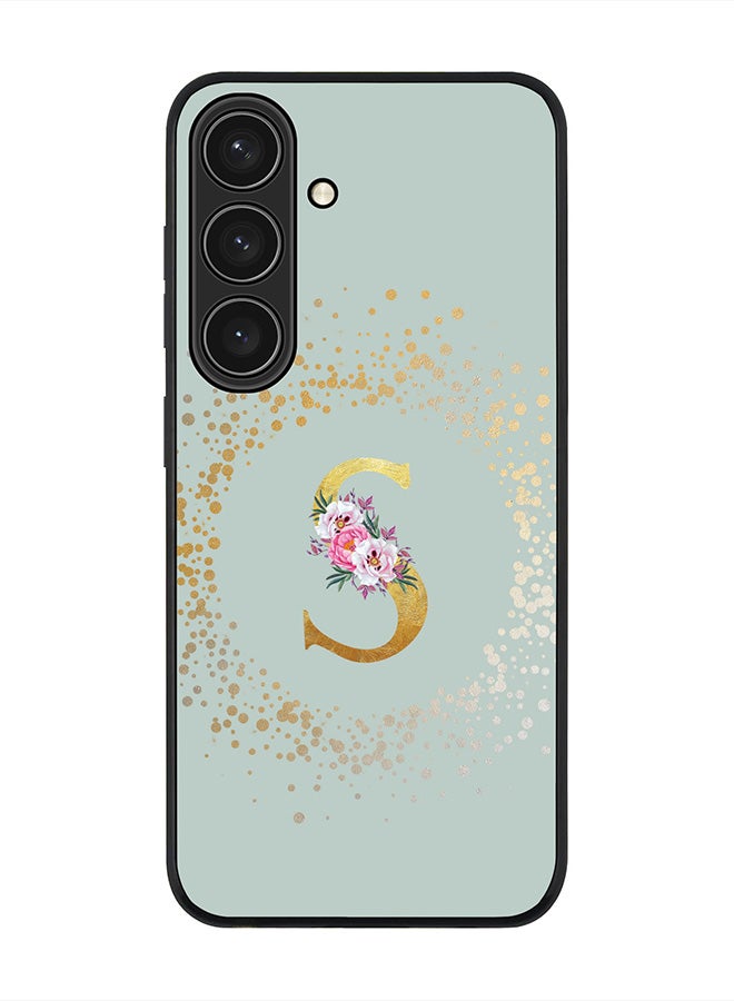 Stylizedd For Samsung Galaxy S25 5G Case,Slim fit Camera Protection, Shockproof Thin Phone cover  - Custom Monogram Floral - S  (Light Grey ) - Image 1