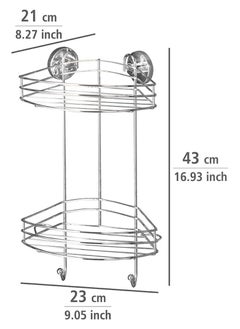 Wenko Wenko Vacuum-Loc 2 Tier corner rack fixing without drilling, Chrome  - Image 3