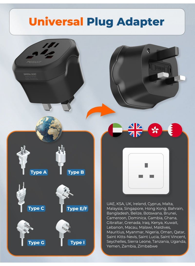 PEGANT World to UK Travel Adapter Plug Converter 10A 2500W - Image 2