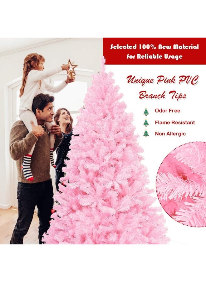 NIBEMINENT Christmas Tree 7FT Pink Christmas Tree Artificial Christmas Pine Tree Holiday Party Decoration for Home, Office, Party Decoration Indoor Outdoor with 350 Branch Tips and Foldable Stand(7ft(210cm) - Image 3