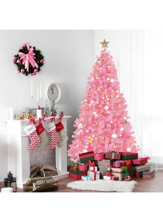 NIBEMINENT Christmas Tree 7FT Pink Christmas Tree Artificial Christmas Pine Tree Holiday Party Decoration for Home, Office, Party Decoration Indoor Outdoor with 350 Branch Tips and Foldable Stand(7ft(210cm) - Image 5