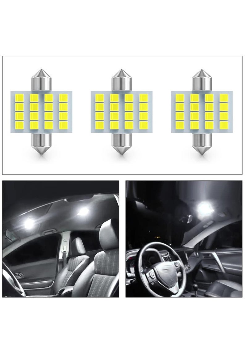 SYOSI Led Car Bulb, 8pcs Super Bright White Double Tip 2835 31mm 16SMD Led Car Lights Bulb for Car Interior Dome Map Trunk Light - Image 3