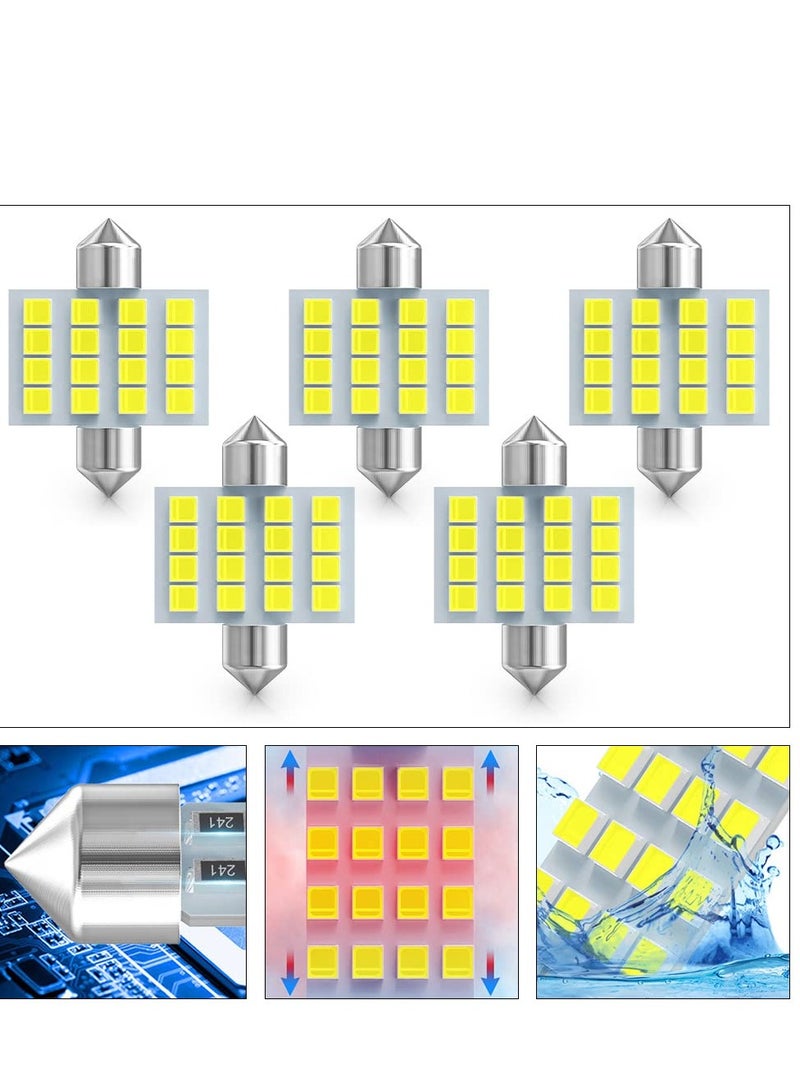 SYOSI Led Car Bulb, 8pcs Super Bright White Double Tip 2835 31mm 16SMD Led Car Lights Bulb for Car Interior Dome Map Trunk Light - Image 4