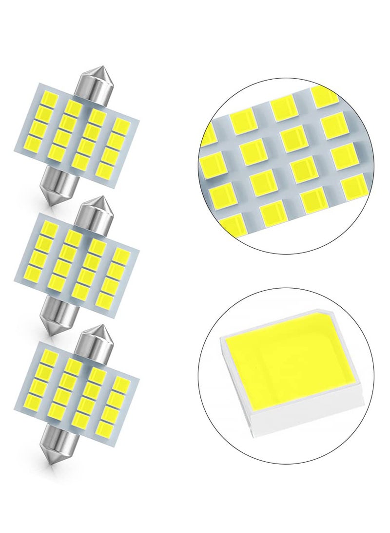 SYOSI Led Car Bulb, 8pcs Super Bright White Double Tip 2835 31mm 16SMD Led Car Lights Bulb for Car Interior Dome Map Trunk Light - Image 2
