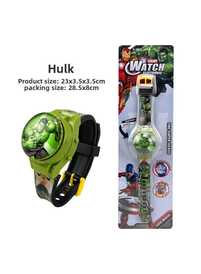 Exquisite Cartoon Sanrio Rotating Glass Cover Flip Top Watch Rotatable Decompression Children's Electronic Watch-Color:Green Giant - Image 1