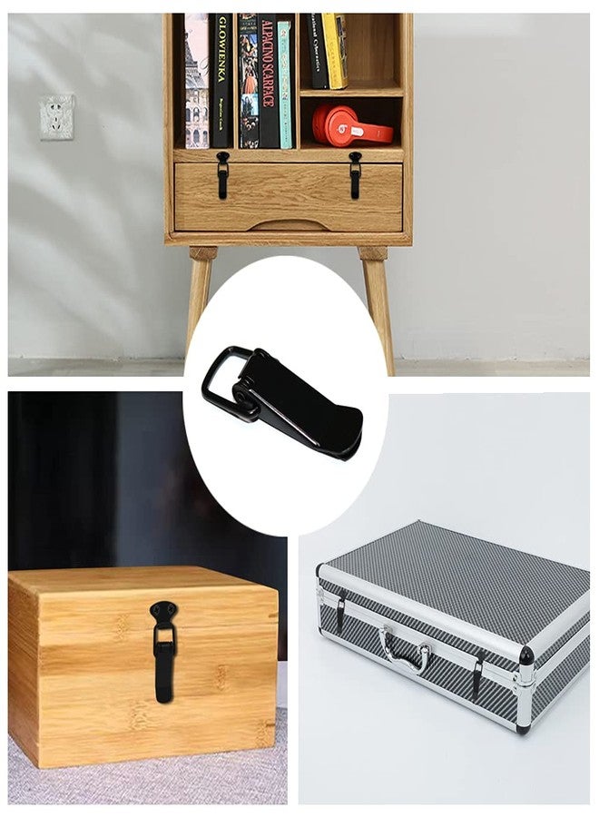 BERYLER مزلاج BERYLER أسود اللون، مزلاج فولاذي زنبركي، قفل بمشبك أسود اللون مع براغي جدارية فولاذية سوداء للخزائن والصناديق الخشبية والصناديق والصناديق الكبيرة (عبوة من 4 قطع) - Image 5