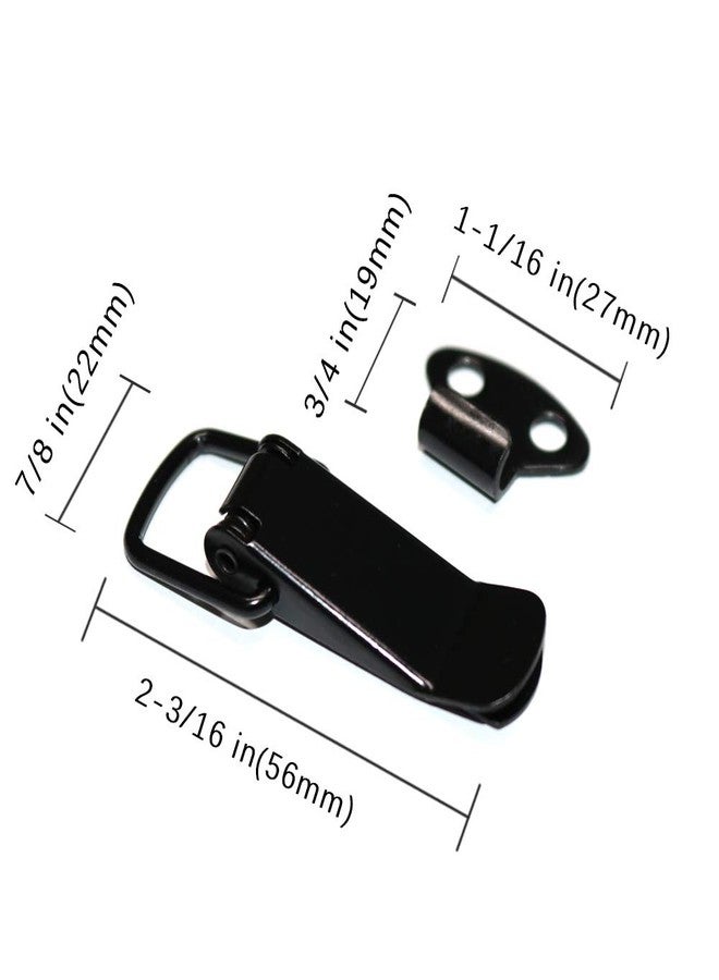 BERYLER مزلاج BERYLER أسود اللون، مزلاج فولاذي زنبركي، قفل بمشبك أسود اللون مع براغي جدارية فولاذية سوداء للخزائن والصناديق الخشبية والصناديق والصناديق الكبيرة (عبوة من 4 قطع) - Image 3