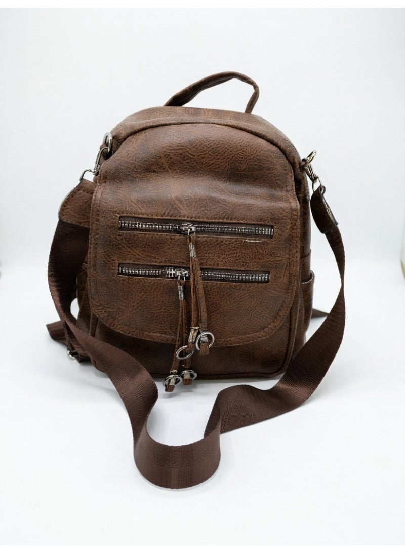 Stylish Multi-Functional Backpack-Premium Convertible Crossbody Bag for Women-Brown - Image 1