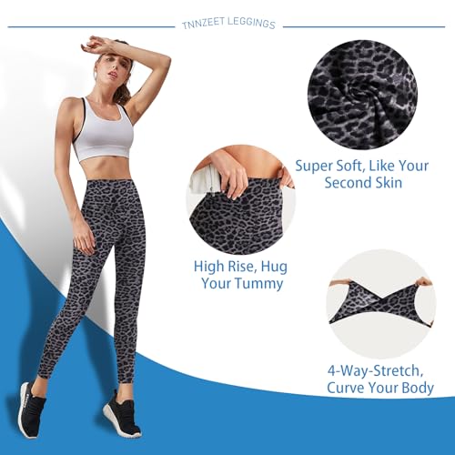 TNNZEET High Waisted Leggings for Women - No See Through Tummy Novelty Workout Yoga Pants with Pockets Reg & Plus - Image 3