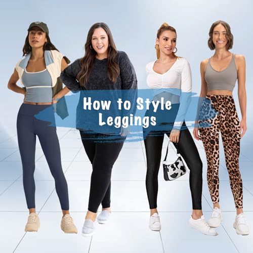 TNNZEET High Waisted Leggings for Women - No See Through Tummy Novelty Workout Yoga Pants with Pockets Reg & Plus - Image 4