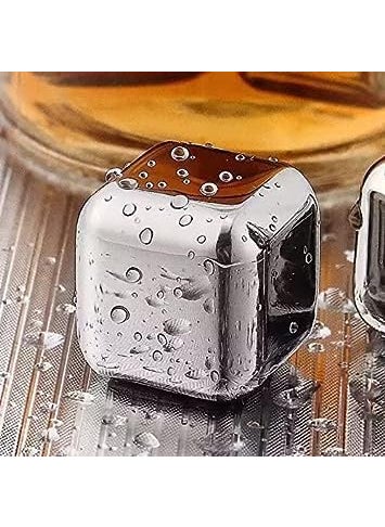 FINALITY finality Stainless Steel Reusable Ice Cubes Chilling Stones with Storage Tray Ice Stone for Chilling Drinks Long Time Like Wine Wiskey Soft Drinks ColorSilver Pack of 4  - Image 4