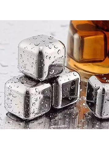 FINALITY finality Stainless Steel Reusable Ice Cubes Chilling Stones with Storage Tray Ice Stone for Chilling Drinks Long Time Like Wine Wiskey Soft Drinks ColorSilver Pack of 4  - Image 2