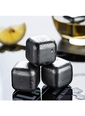 FINALITY finality Stainless Steel Reusable Ice Cubes Chilling Stones with Storage Tray Ice Stone for Chilling Drinks Long Time Like Wine Wiskey Soft Drinks ColorSilver Pack of 4  - Image 5