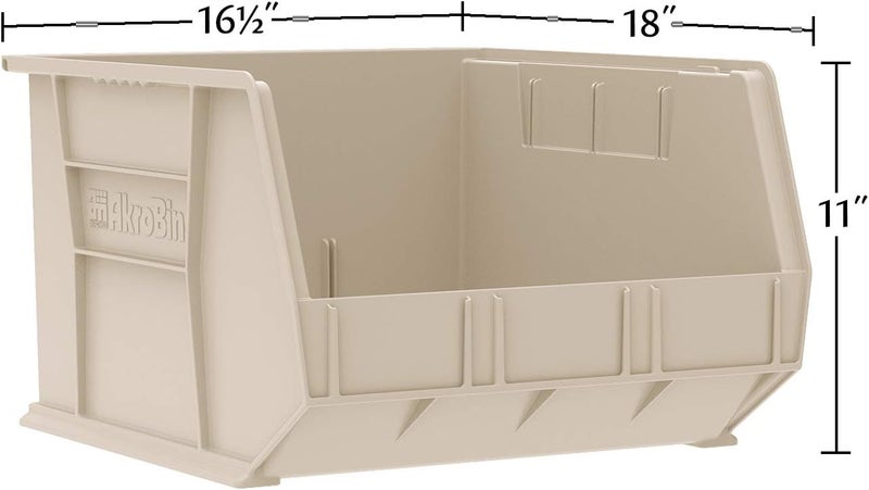 AkroMils 30270 AkroBins Plastic Storage Bins, Space-Saving Stackable Bins for Garage, Pantry, Craft Organization, 18-Inch x 16-Inch x 11-Inch, Green, 3-Pack - Image 3