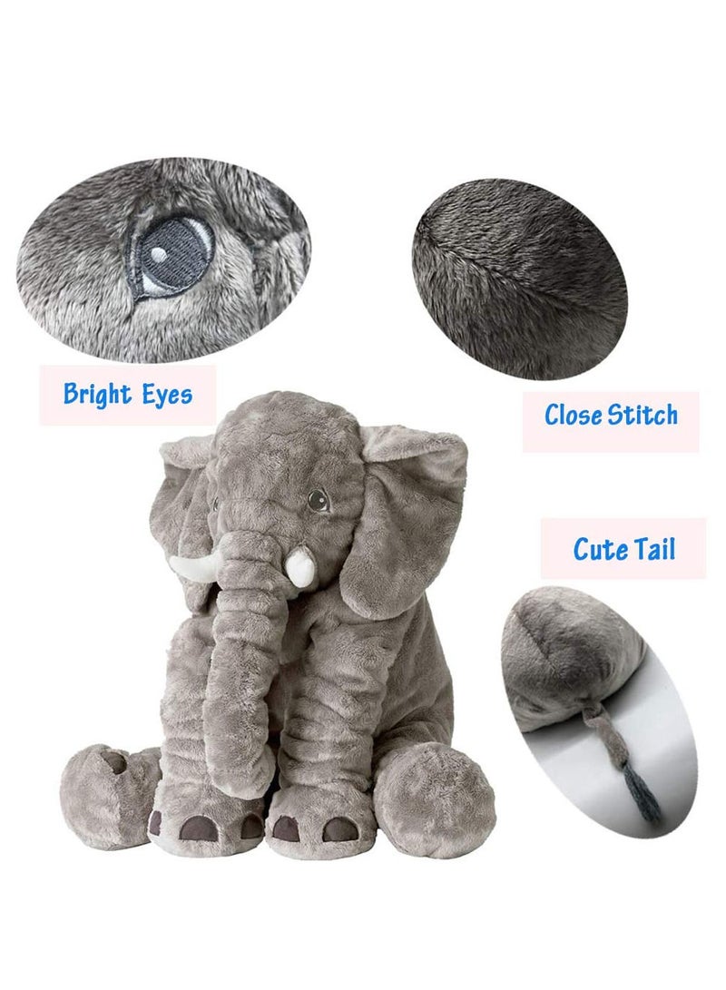 60cm Soft Elephant Plush Toys Stuffed Animal Toys Soft Toys Nursery Rooms Decorations Baby Kids Toys (Gray) - Image 2