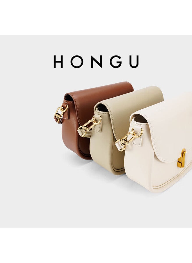 Hongu Honggu Leather Handbag, Shoulder Crossbody Bag, Vintage Saddle Bag, Casual Tote Bag, Women's Purse, Qixi Gift For Girlfriend - Image 1