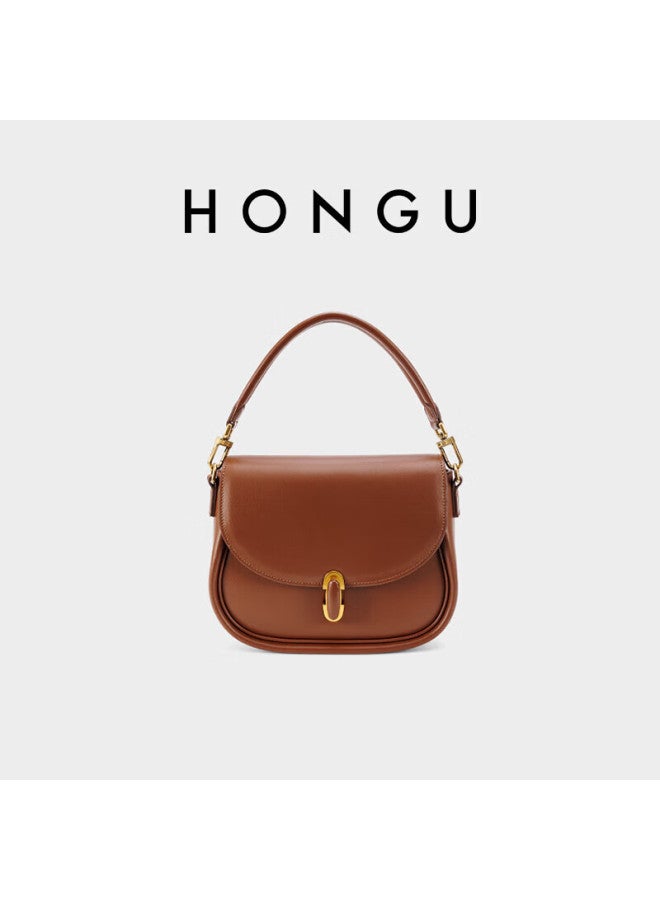 Hongu Honggu Leather Handbag, Shoulder Crossbody Bag, Vintage Saddle Bag, Casual Tote Bag, Women's Purse, Qixi Gift For Girlfriend - Image 3