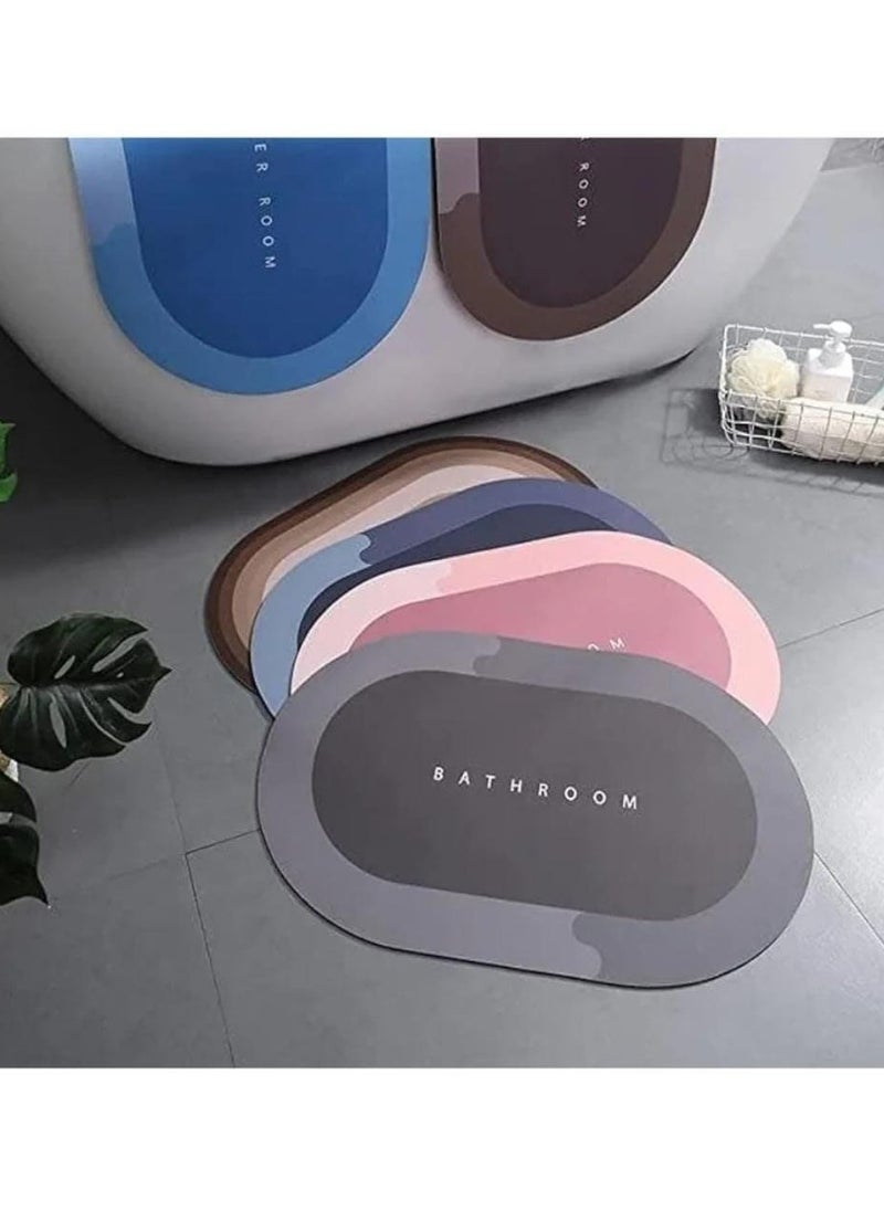 Generic Super Absorbent Floor Mat, Quick-Drying and Anti-Slip, Oval Shape for Bathroom, Single Bathroom Mat multicolour  - Image 1