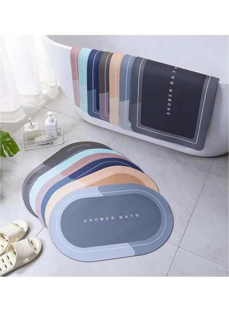 Generic Super Absorbent Floor Mat, Quick-Drying and Anti-Slip, Oval Shape for Bathroom, Single Bathroom Mat multicolour  - Image 2