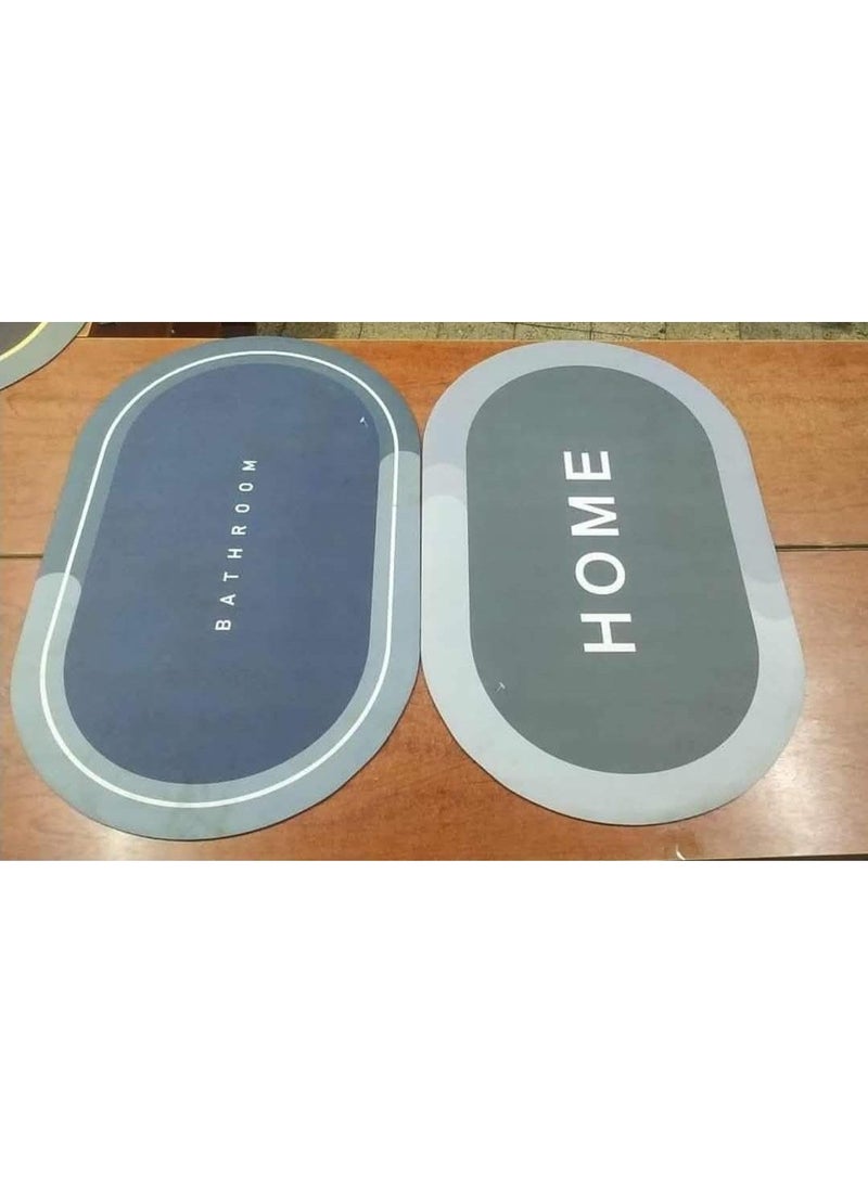 سجادة حمام فائقة الامتصاص سريعة الجفاف ومضادة للانزلاق – تصميم بيضاوي أنيق – متعددة الألوان – قطعة واحدة - Image 1