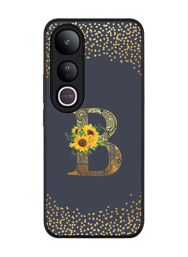 Stylizedd For vivo V50 Lite Case,Slim fit Camera Protection, Shockproof Thin Phone cover  - Custom Floral Monogram - B  (Grey )