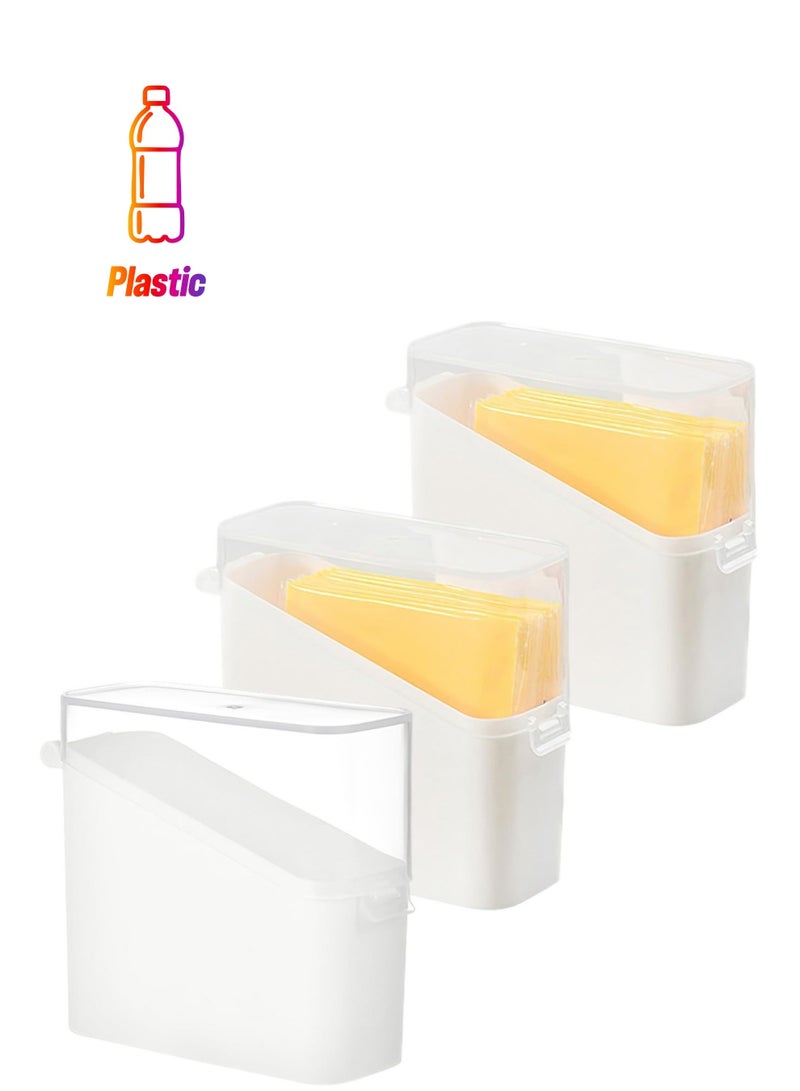 إكسفور 3 عبوات حامل شرائح الجبن مع غطاء، منظم تخزين الجبن البلاستيكي، حاوية الجبن للثلاجة، حافظة الجبن، حامل حفظ الجبن (3 قطع) - Image 1