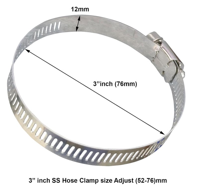 ES EKSAFAR ESEKSAFAR 5pcs S S Hose Clamp 3"inch Clamp diameter size adjust (2-3) inch - Image 5